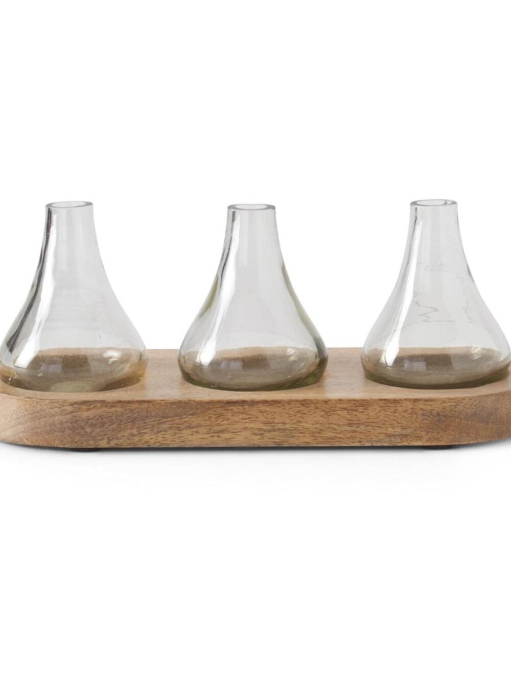 11.75 INCH BUD VASES ON WOOD TRAY NEW